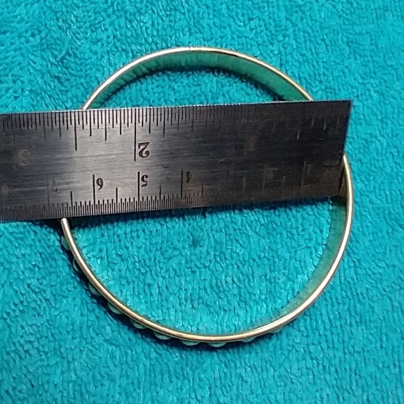 Gold brass and red bangle Bracelet vintage - Picture 3 of 5
